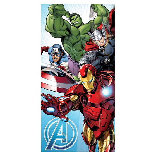 Jerry Fabrics Marvel Avengers Towel with Captain America, Hulk, Thor, and Iron Man for Children and Adults, 70 x 140 cm, 100% Cotton