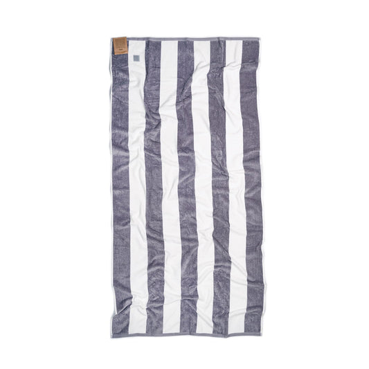 MOMOMUS 100% Velour Cotton Beach Towels for Adults - Cabana Stripe, Soft, Ultra-Absorbent - Quick Dry Beach Towels for Adults - Grey, 90x180 cm