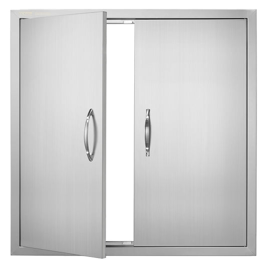 VEVOR BBQ Access Door, 790x790 mm Double Outdoor Kitchen Door, Stainless Steel Flush Mount Door, Wall Vertical Door with Handles, for BBQ Island,