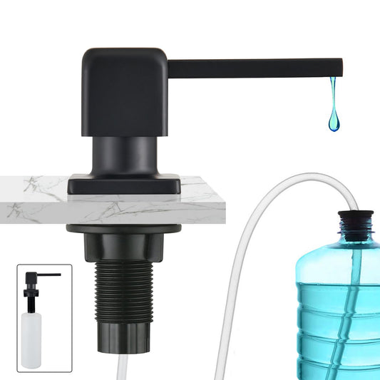 CREA Built-in Countertop Soap Dispenser for Sink with 17 OZ Bottle and 39" Extension Tube Kit, Refill from Top, Matt Black