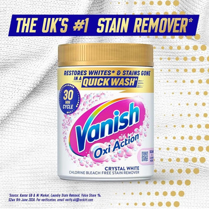 Vanish Gold Oxi Action Laundry Booster and Stain Remover Powder for Whites 2.4kg, Removes Tough Stains Even at 20°, For Whiter Whites, Safe on Everyday Fabrics (Packaging May Vary) (Pack of 1)