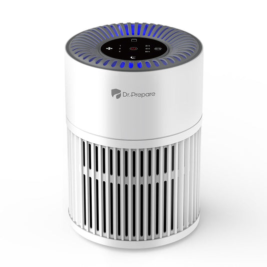 Dr.Prepare Air Purifiers for Home Bedroom, Quiet Air Purifier, 360?Air Inlet, H13 HEPA Filter, 15 dB Sleep Mode & Night Light, 12W Energy Efficient,
