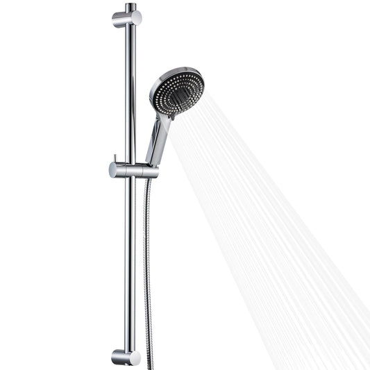 OFFO Shower Slide Bar with 6 Modes Shower Head Set, 1.5m Stainless Steel Hose,Adjustable 90cm Riser Rail and High Pressure Handheld Showerhead,Chrome