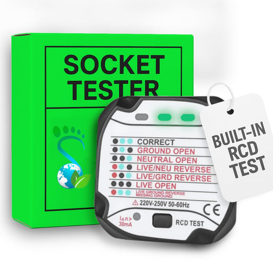 Earth Potential Socket Tester for UK 13amp 240v Power Socket ? Checks Live, Neutral and Earth Connections and Polarity with Automatic Status Display ?