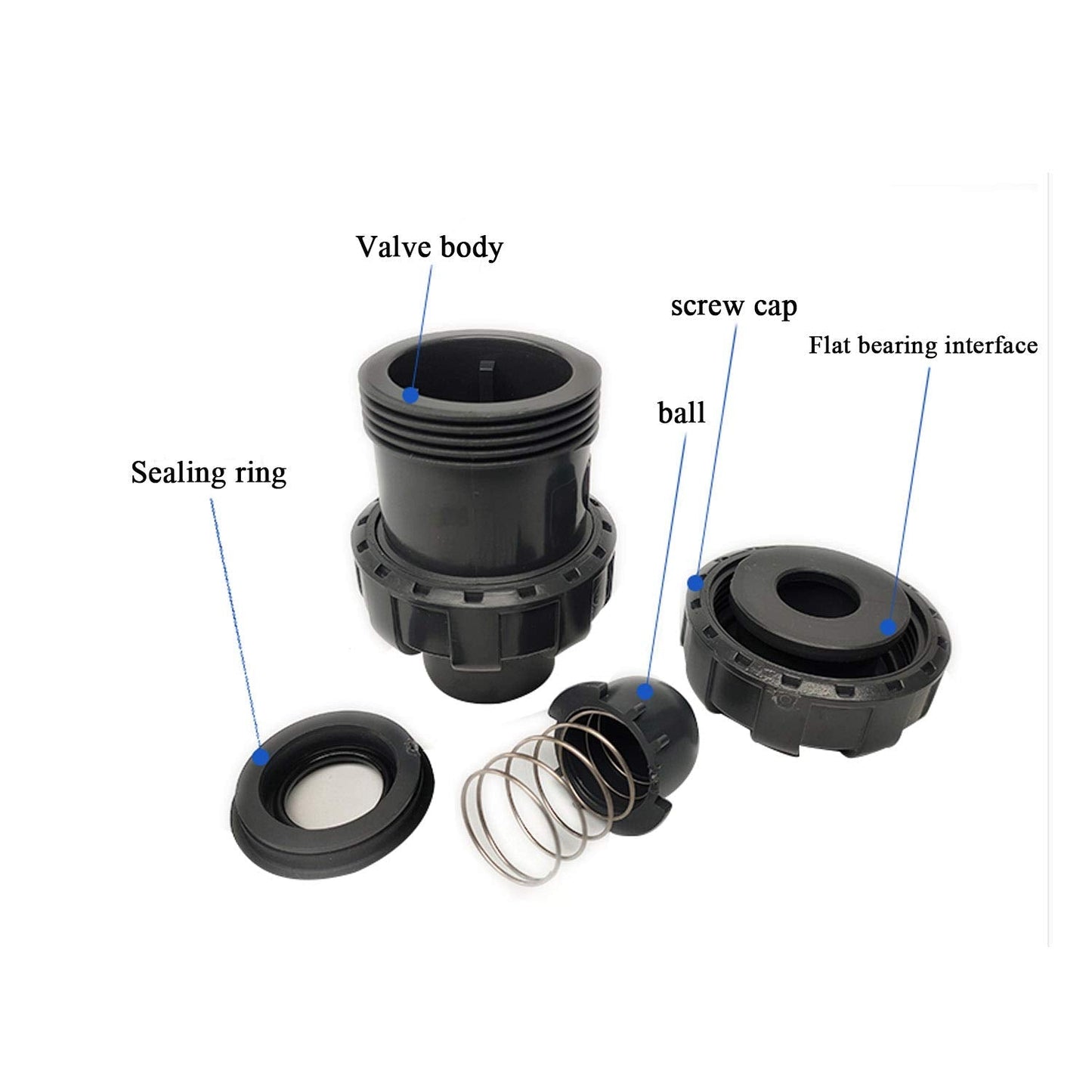 Pool Ball Valve Swimming Pool Non Valve Water PVC Check Valve Anti Valve (Internal Diameter 50mm)