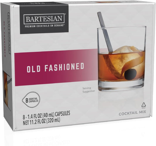 Bartesian Old Fashioned Cocktail Mix - Whiskey Cocktail Ingredients - Bartesian Cocktail Capsules - Non-Alcoholic Cocktail Mix - Set of 8 Capsules