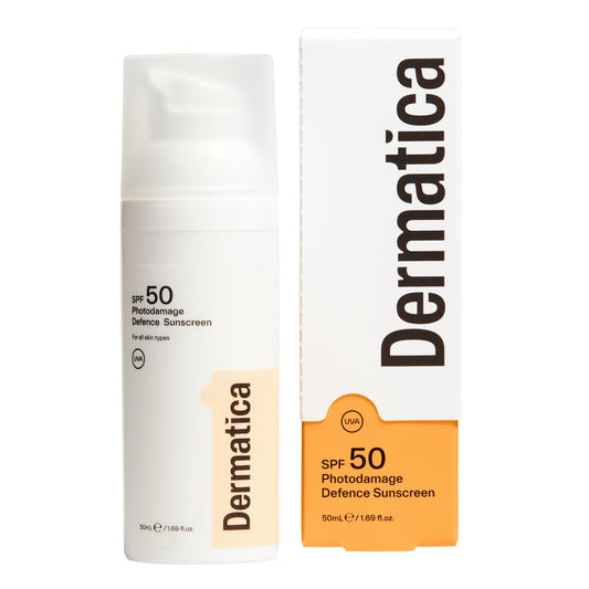 Dermatica SPF 50 Photodamage Defence Sunscreen | Anti-Ageing and Anti-Wrinkle I Fast Absorbing Lightweight Cream | Fragrance Free (50ml)