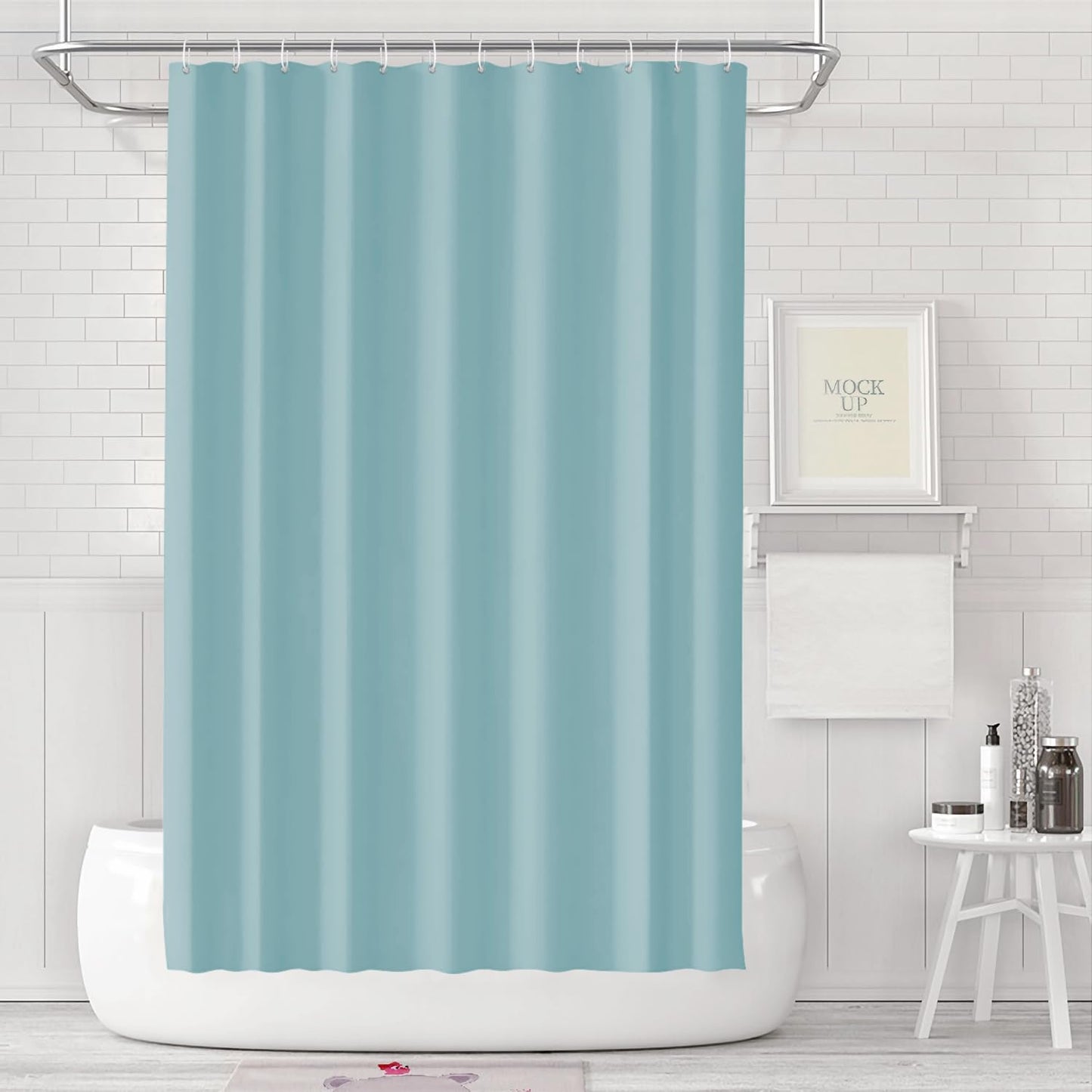 LUKDUNG 180 x 180 cm Bath Curtain, Shower Curtain Anti-Mould in Bathroom, Curtain for Bathtub Shower Made of Plastic, Waterproof, Washable, Washable