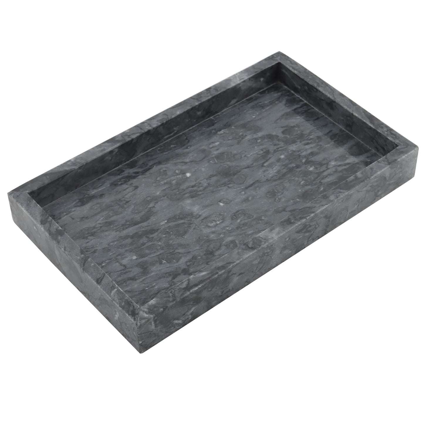 MOUYAT Grey Marble Tray, 30x20 cm Rectangle Marble Vanity Trays, Decorative Bathroom Tray for Sink