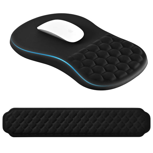 EooCoo Keyboard Wrist Rest and Mouse Pad Wrist Support Set with Massage Design, Ergonomic Mouse Mat, Pain Relief Mousepad & Non-Slip PU Base, for