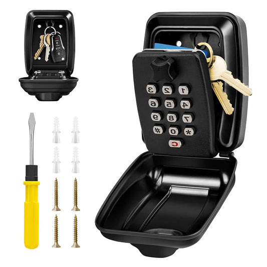 Key Safe Wall Mounted Police Approved,Key Lock Box Outdoor,Large Key Lock Box with Resettable 12-Digit Code Key Safe Box with Weatherproof Cover for