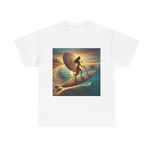 Elegant design of the Delightfull Paddle Board T-Shirt showcasing a breathtaking artistic depiction of nature, crafted by Dazzling Dreams Studio.