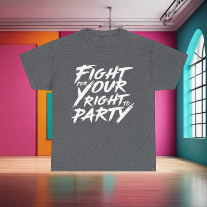 Fight for Your Right Graphic T-Shirt in grey, featuring striking white text that embodies a rebellious spirit, ideal for fashion-forward individuals.