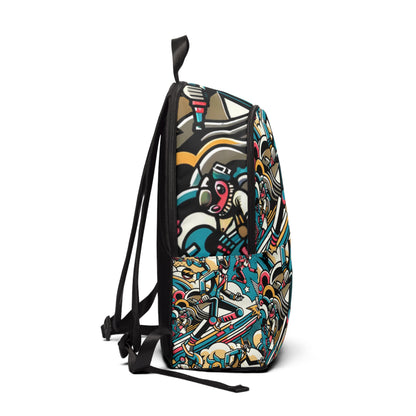 Close-up view of Dazzling Dreams Studio’s Playful Pop Art Backpack featuring whimsical designs and a bold colour palette, ideal for art enthusiasts.