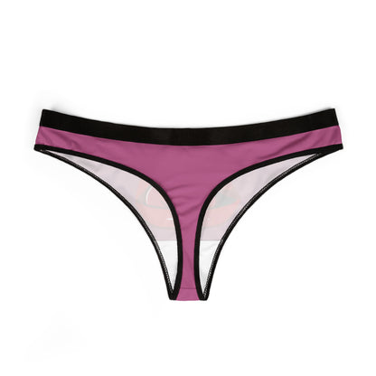 Stylish women's thong with a whimsical print of seductive red lips and a pink tongue, combining comfort and allure for memorable intimate moments.