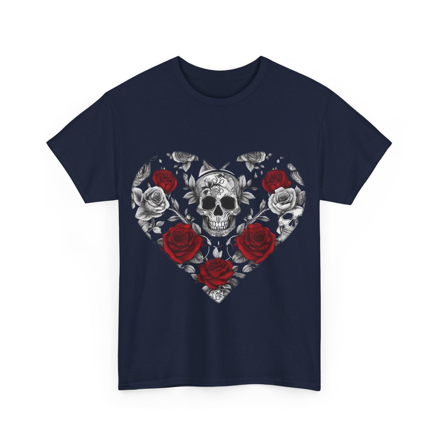 Skulls and Roses Cotton Tee, Unisex Graphic Shirt, 7 color choice