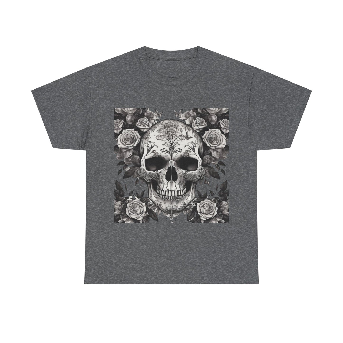 Skulls and Roses Cotton Tee, Unisex Graphic Shirt,