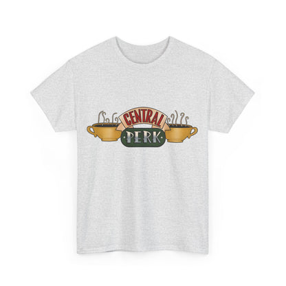 Front view of Central Perk Coffee Shop Friends Retro Logo Graphic Tee Unisex, featuring the iconic Central Perk logo in vibrant colours.
