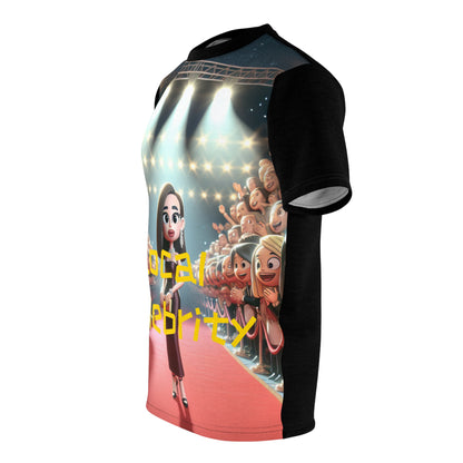 Stylish Local Celebrity Tee by Dazzling Dreams Studio showcasing a photorealistic red carpet design adorned with diverse characters, epitomizing luxury and inclusivity in fashion.