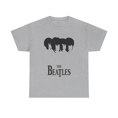 Vintage Beatles Logo Graphic Tee in grey featuring an iconic graphic of The Beatles faces, crafted from luxurious cotton, perfect for music lovers.