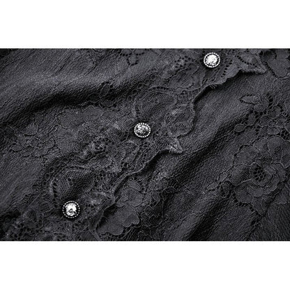 Back view of the Luca Black Gothic Lace Dress, showcasing the exquisite design and adjustable waist for a tailored fit.