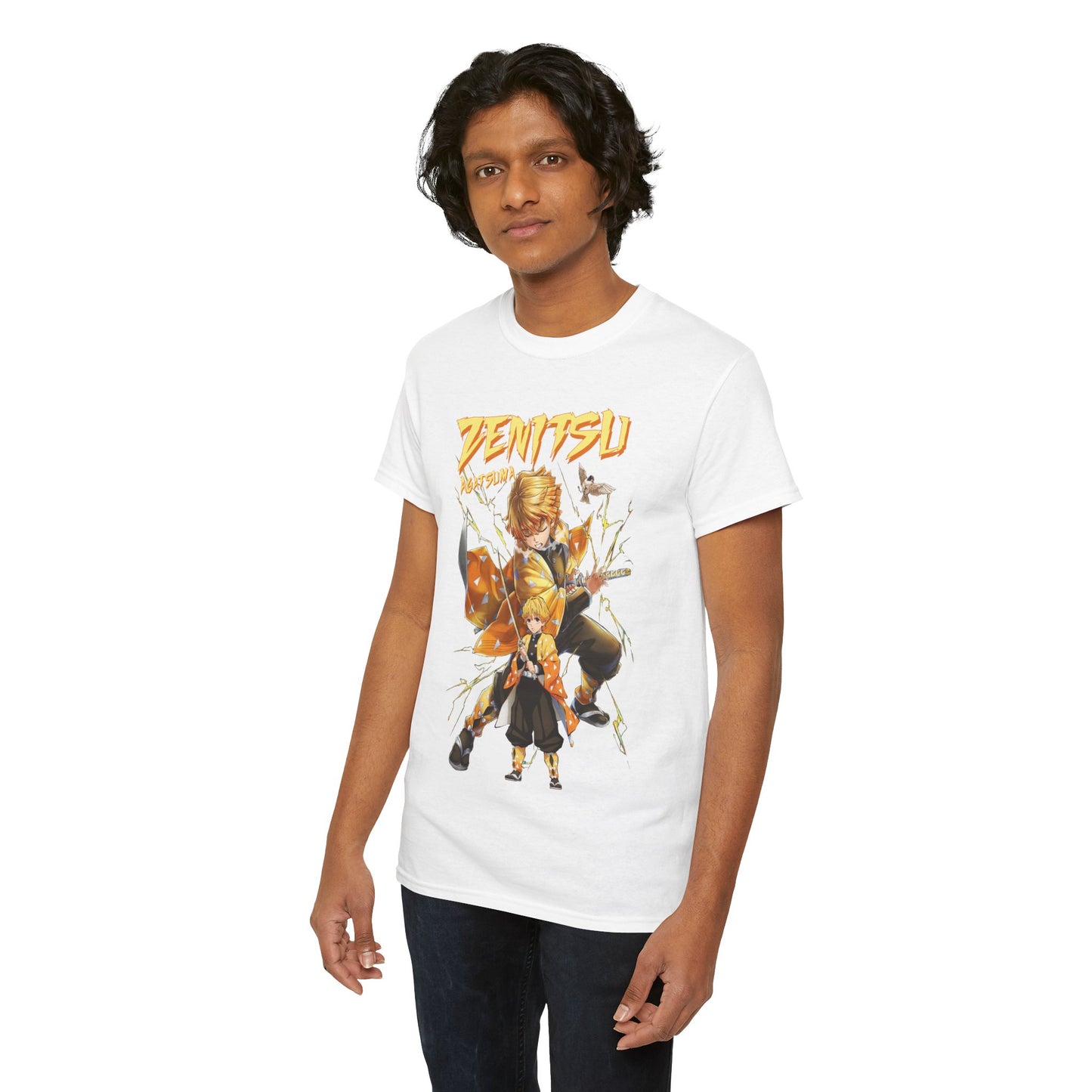 Elegant front view of a Tanjiro Kamado T-shirt, featuring vibrant anime art, perfect for stylish anime enthusiasts.
