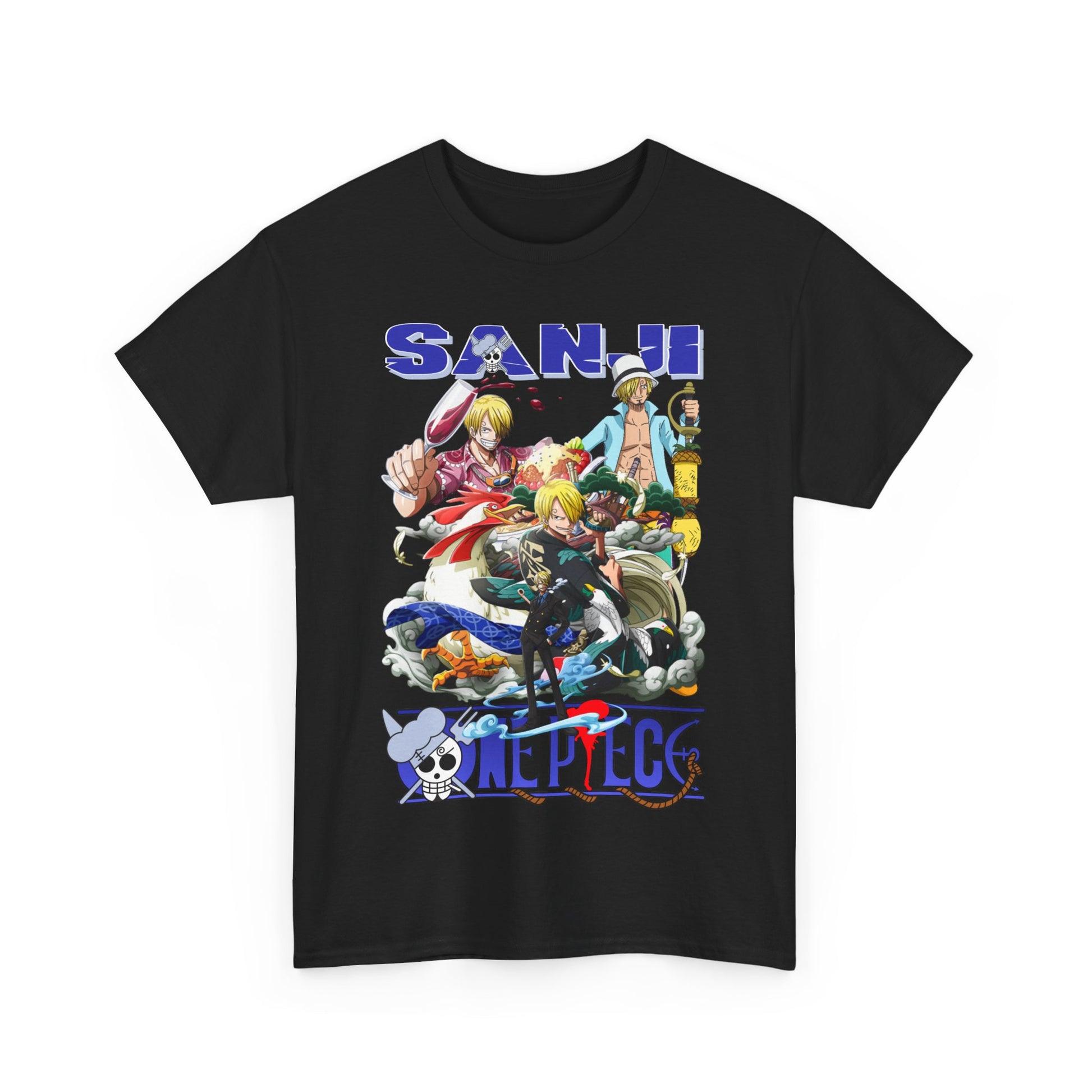Stylish black Sanji Anime Graphic Tee, featuring detailed imagery of Sanji from One Piece. A premium addition to any anime lover's wardrobe, perfect for making a fashionable statement.