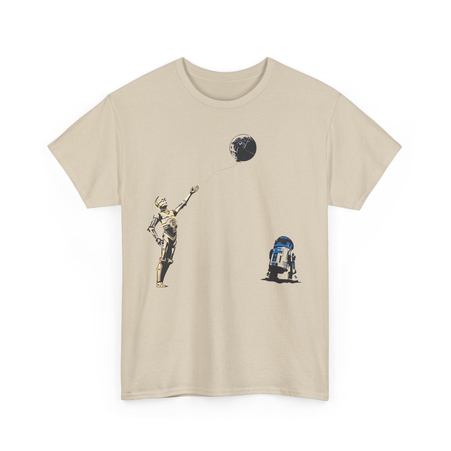 Star Wars T-Shirt - C-3PO & R2-D2 with Death Star Balloon - Funny Graphic Men's