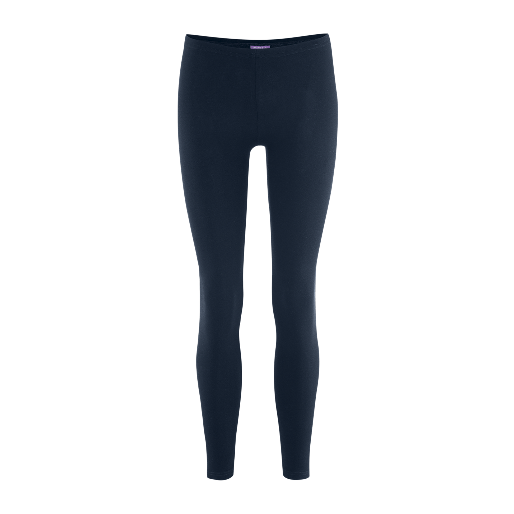 Elegant high-rise organic cotton stretch leggings for women showcasing a slim fit silhouette, perfect for layering under stylish tops.