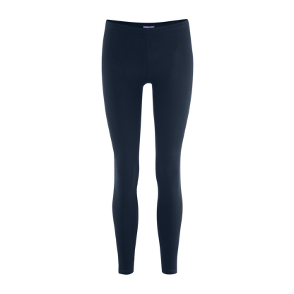 Elegant high-rise organic cotton stretch leggings for women showcasing a slim fit silhouette, perfect for layering under stylish tops.