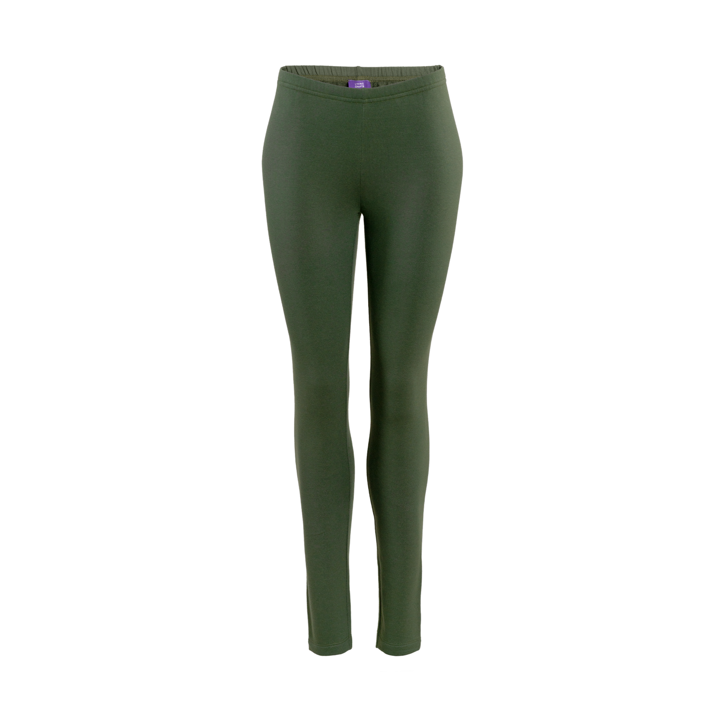 Elegant high-rise leggings in organic cotton blend, designed for a flattering fit and eco-friendly fashion statement.