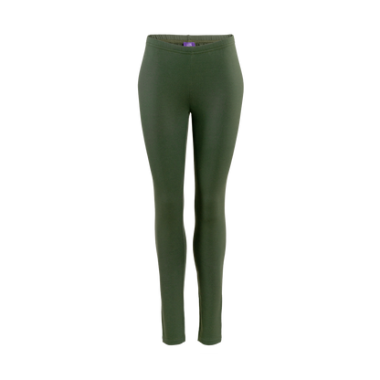 Elegant high-rise leggings in organic cotton blend, designed for a flattering fit and eco-friendly fashion statement.