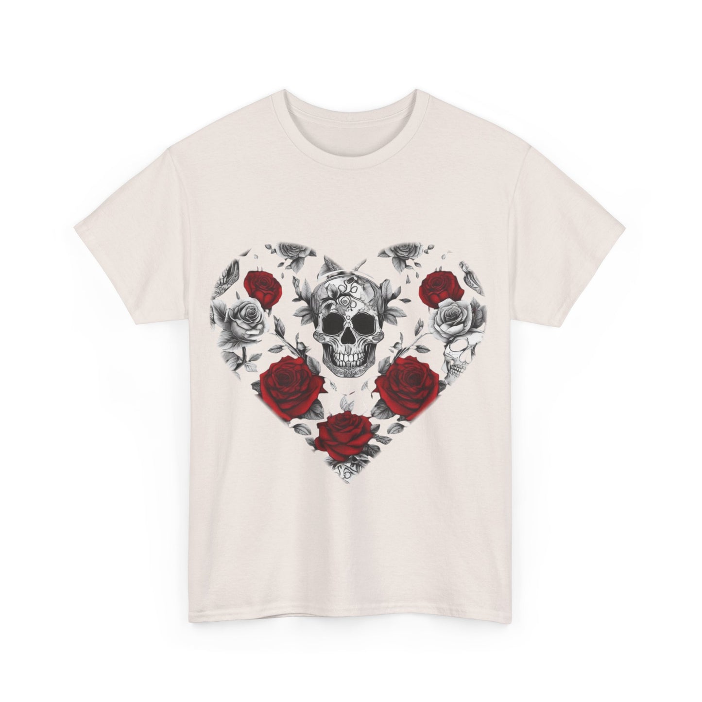 Skulls and Roses Cotton Tee, Unisex Graphic Shirt, 7 color choice