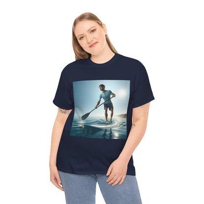 Vibrant display of the Delightfull Paddle Board Adventure T-Shirt by Dazzling Dreams Studio, celebrating the love for paddleboarding and nature.