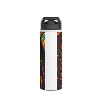 Elite Fantasy Paddleboarding Stainless Steel Water Bottle featuring a vibrant masterpiece design, combining functionality and style for the discerning paddleboarding enthusiast.