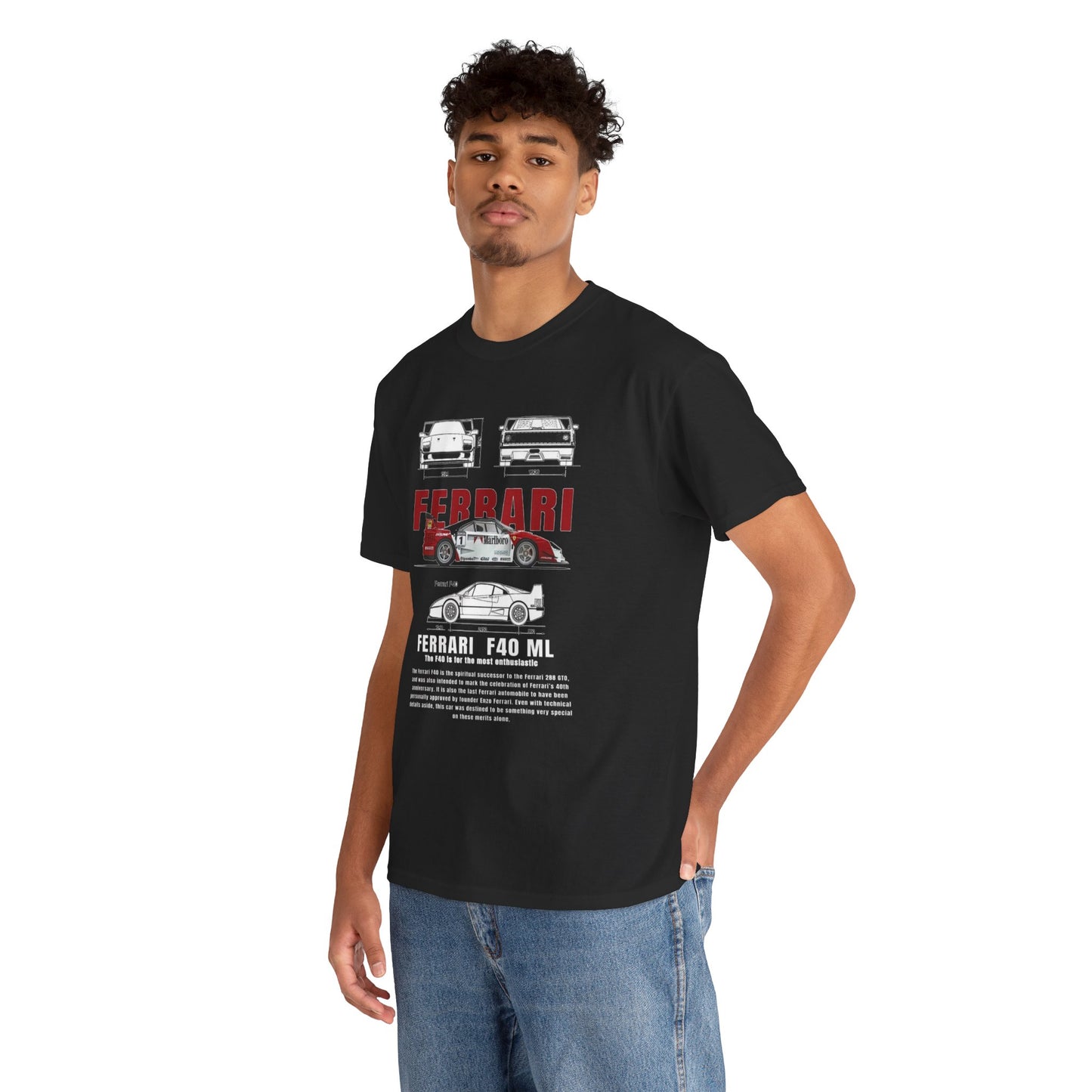 T-Shirt Ferrari F40 Marlboro Graphic Design Tee. Unisex Car Enthusiast Top Mens