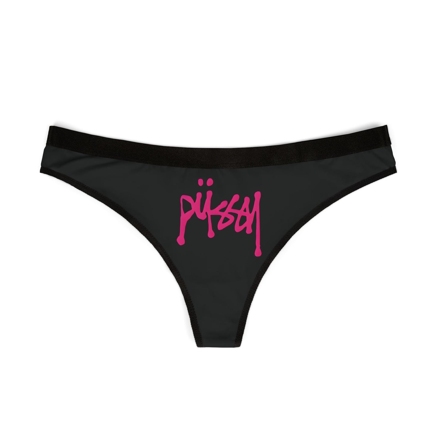 SEXY WOMEN'S THONG PANTIES WITH SUGGESTIVE GRAPHICS - CHEEKY 'PUSSY' DESIGN