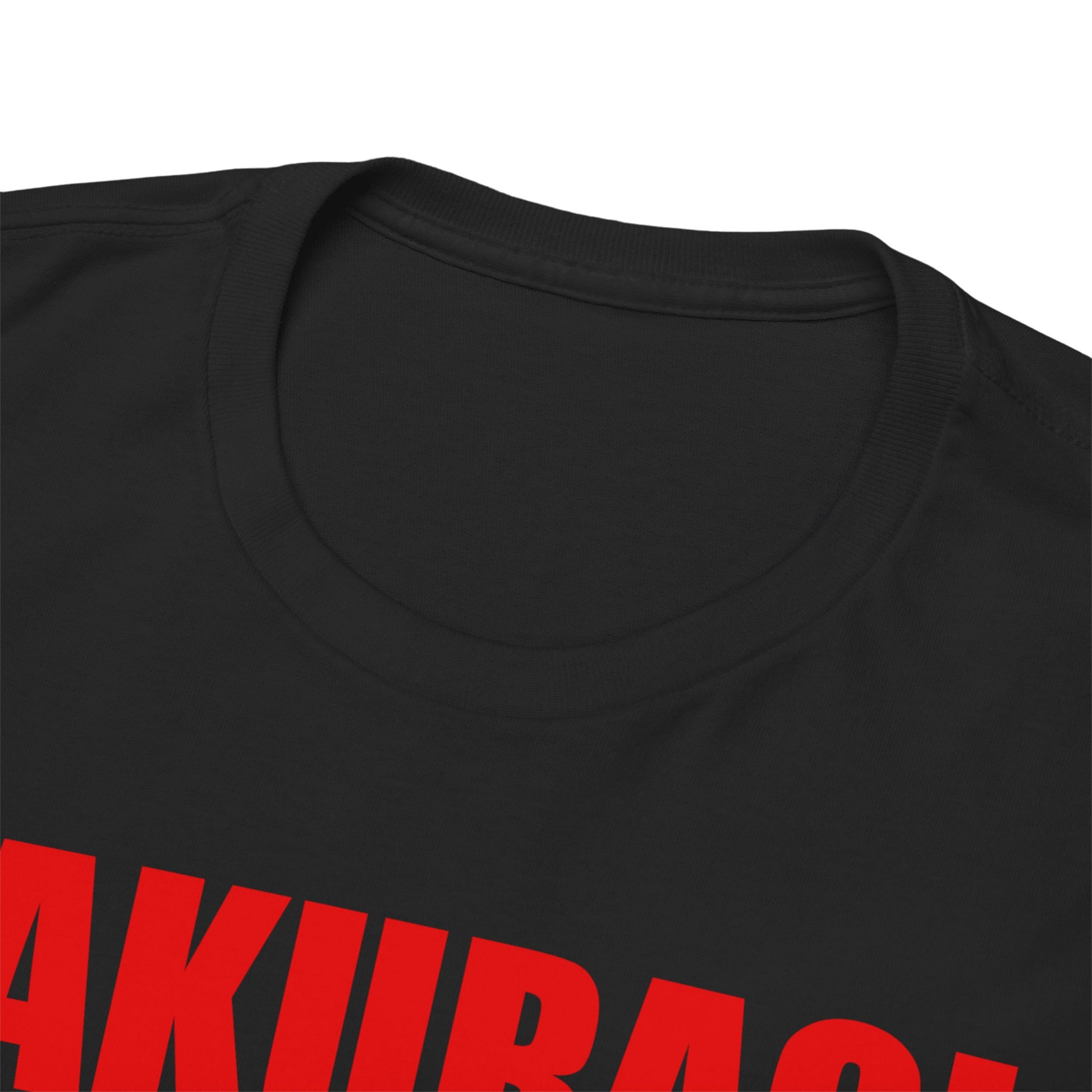 Close-up view of the luxurious black Anime T-Shirt collar, featuring striking Sakuragi graphics.