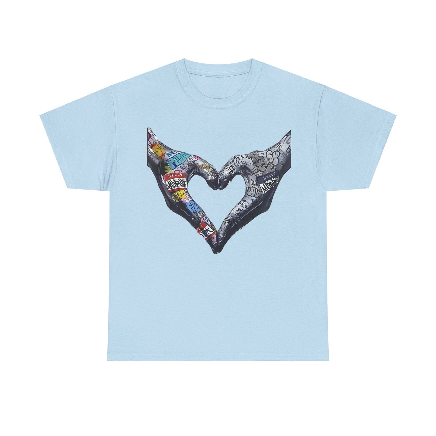 Graffiti Hands Tee, Love Graphic T-Shirt, Urban Streetwear Top, Unisex Cotton