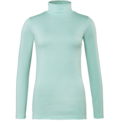 Fashionable flat lay of the luxury organic cotton turtleneck t-shirt for women, styled with accessories and soft textures.