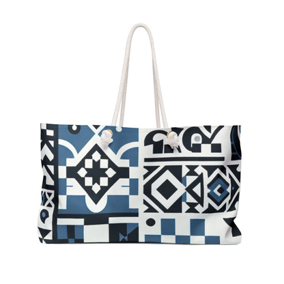 Lorelei Beaumont Luxe Weekender Bag by Dazzling Dreams Studio featuring a modern checkerboard design, elegantly displayed to highlight its chic aesthetic.