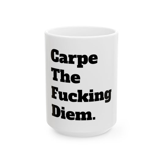 Funny Office Mug displaying a hilarious F-word slogan, ideal for coffee enthusiasts with a great sense of humour.