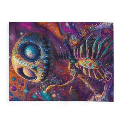 Decorative and Warm Halloween Skellington Spooky Arctic Fleece Blanket featuring a unique, colourful skeleton design, an elegant addition to your festive celebrations this Halloween season.