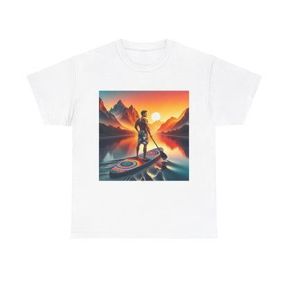 Versatile Serene Paddle Board T-Shirt by Dazzling Dreams Studio, suitable for casual wear or active sports, embodying a luxurious outdoor lifestyle.