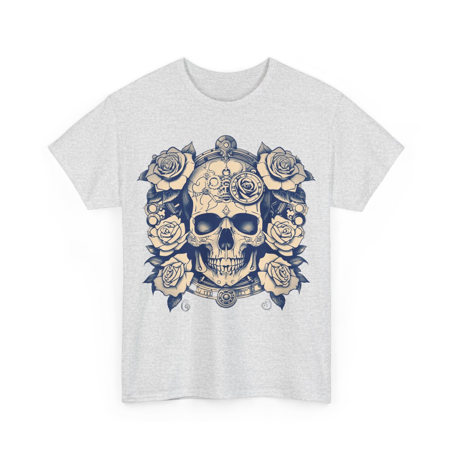 Skulls and Roses Cotton Tee, Unisex Graphic Shirt, 7 color choice