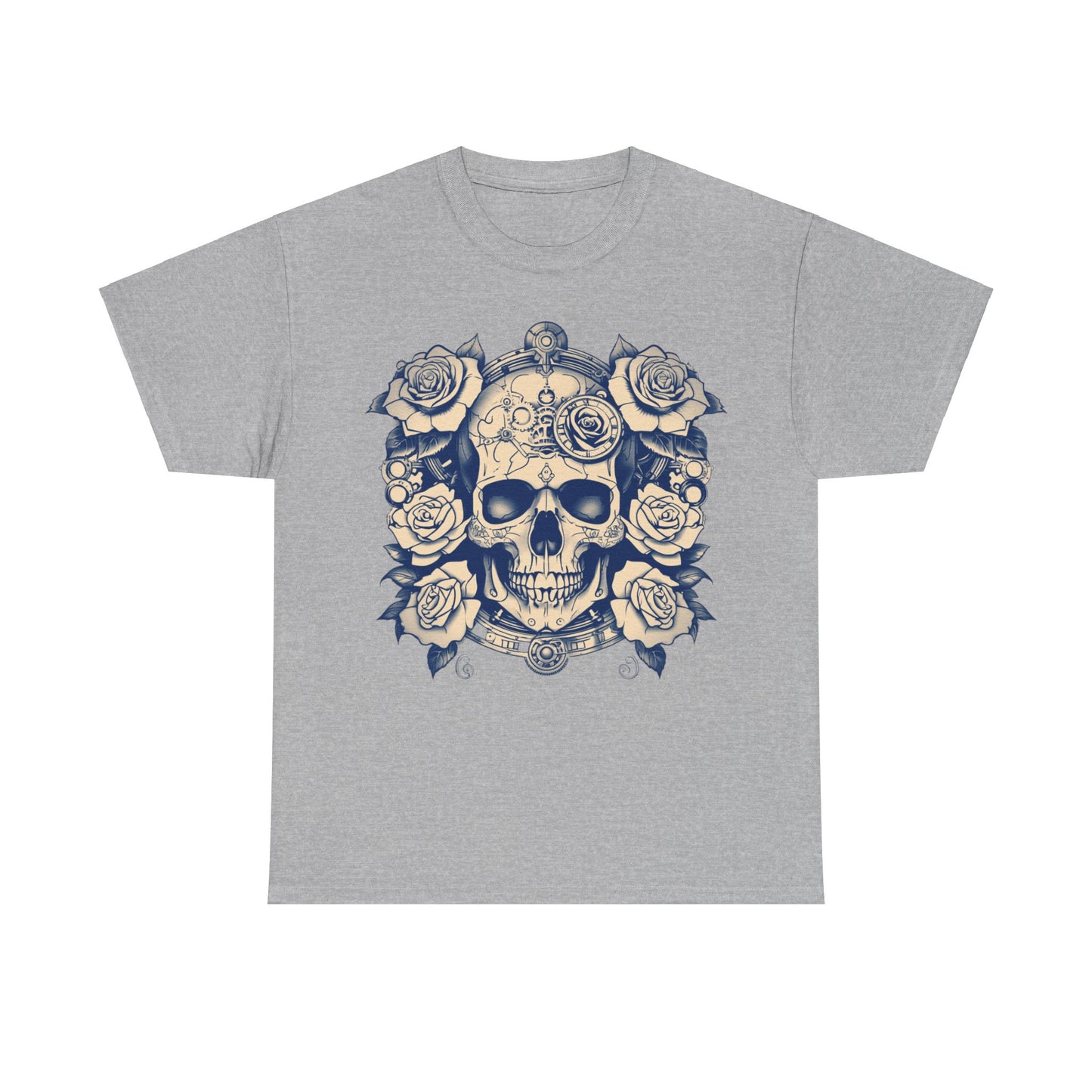 Skulls and Roses Cotton Tee, Unisex Graphic Shirt, 7 color choice