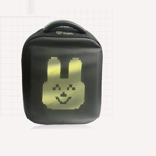 Premium LED Advertising Backpack Screen Portable Mobile Phone WiFi Mobile Control showcasing a charming rabbit design illuminated in soft yellow for eye-catching promotions.