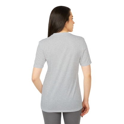Back view of the Adidas Unisex Halloween Jigsaw Cute T-shirt in grey, highlighting its elegant cut and comfortable fit for unisex wearers.