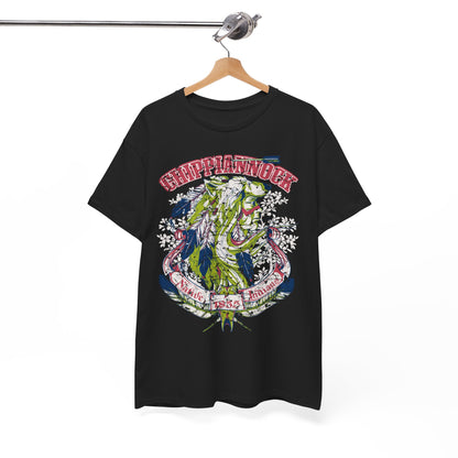 Refined black t-shirt hanging elegantly, adorned with a bold wolf headdress and nuanced details, embodying a sophisticated tribute to Native American heritage.