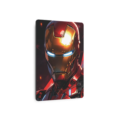 Marvel Iron Man Metal Art Poster featuring a close-up view of Iron Man's helmet, embodying sophistication and artistic craftsmanship, suitable for refined wall decoration.